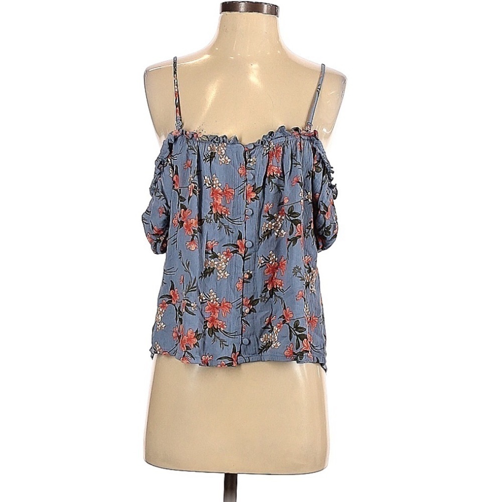 American Eagle Outfitters Floral Button up Cold Shoulder Blouse l SIZE S